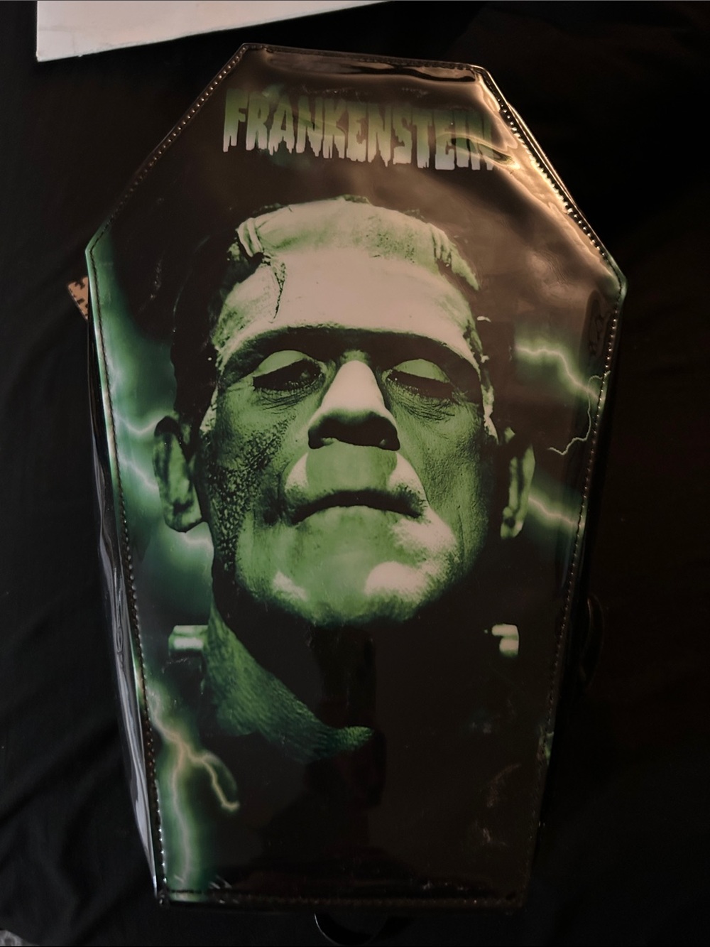 Frankenstein Coffin Backpack in Green and Black
